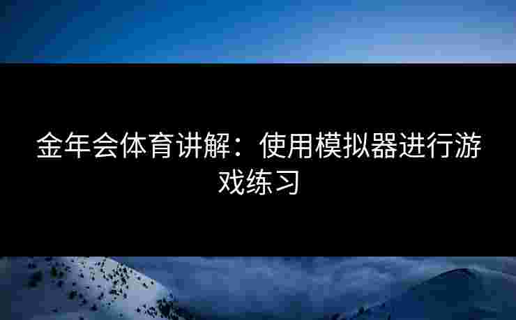 金年会体育讲解：使用模拟器进行游戏练习